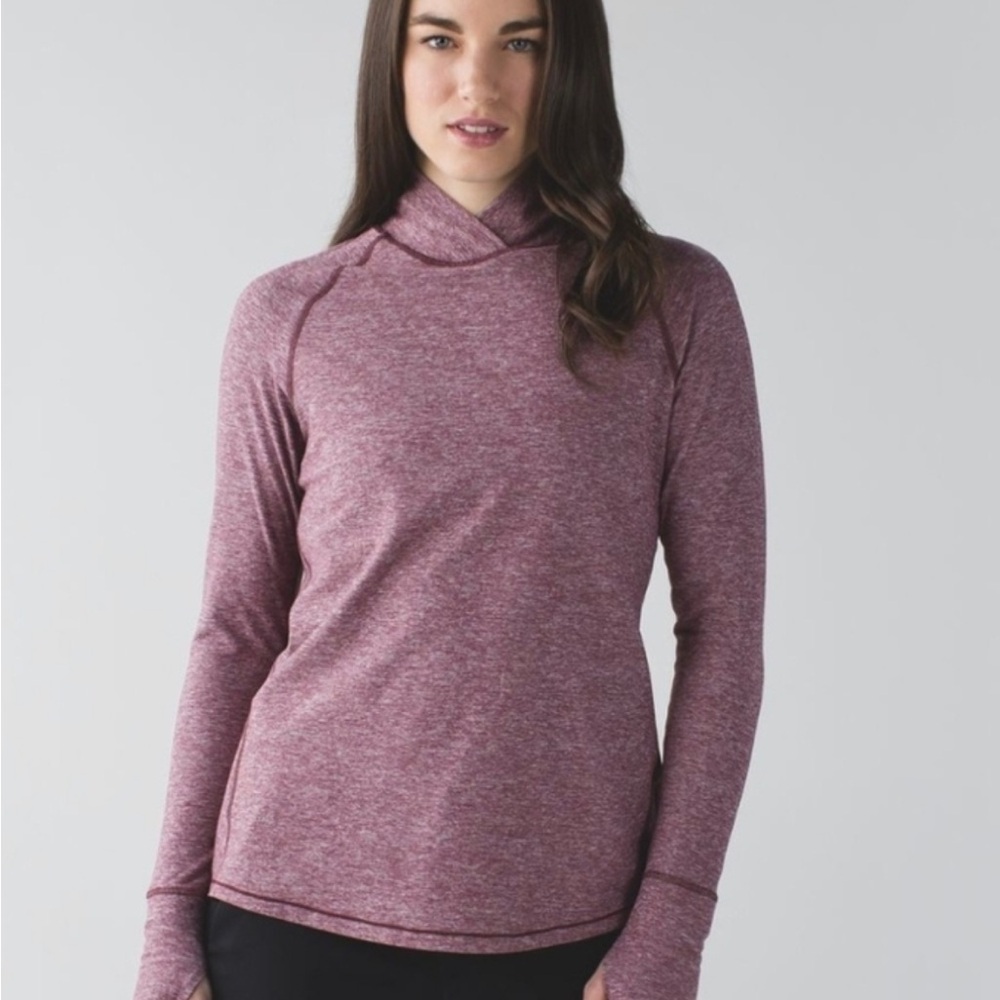 Lululemon Women's Warm Your Core Long Sleeve in Color: Heathered Bordeaux Drama